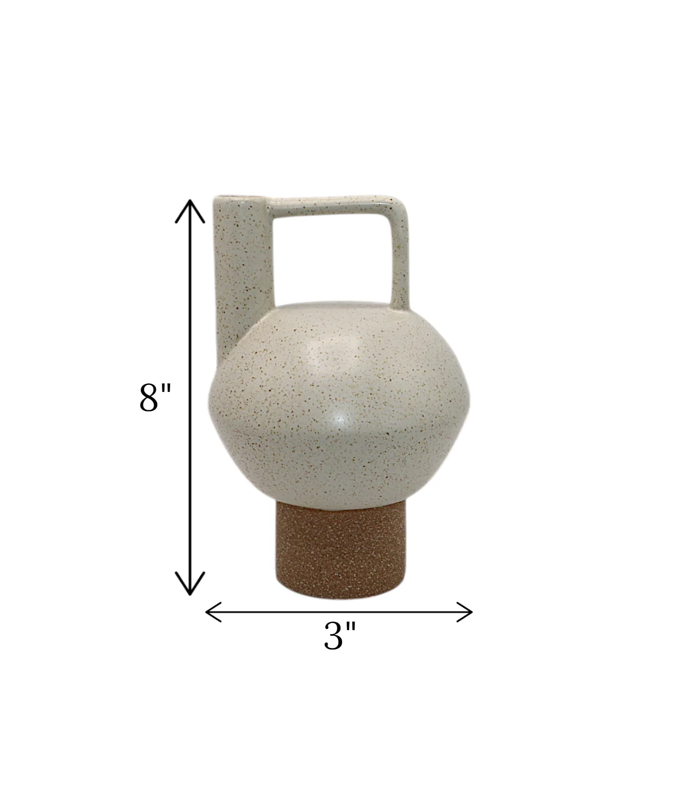 ceramic vase white & brown china "8x3" - Image 2