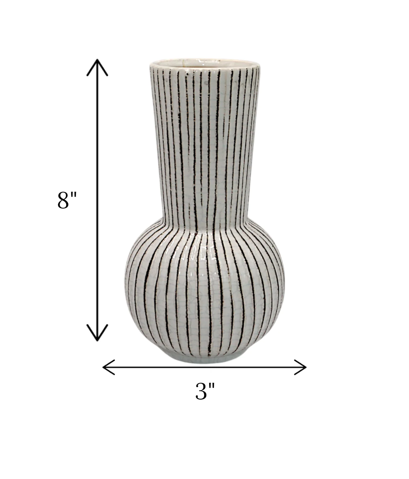 ceramic vase white with brown lining china "8x3" - Image 2