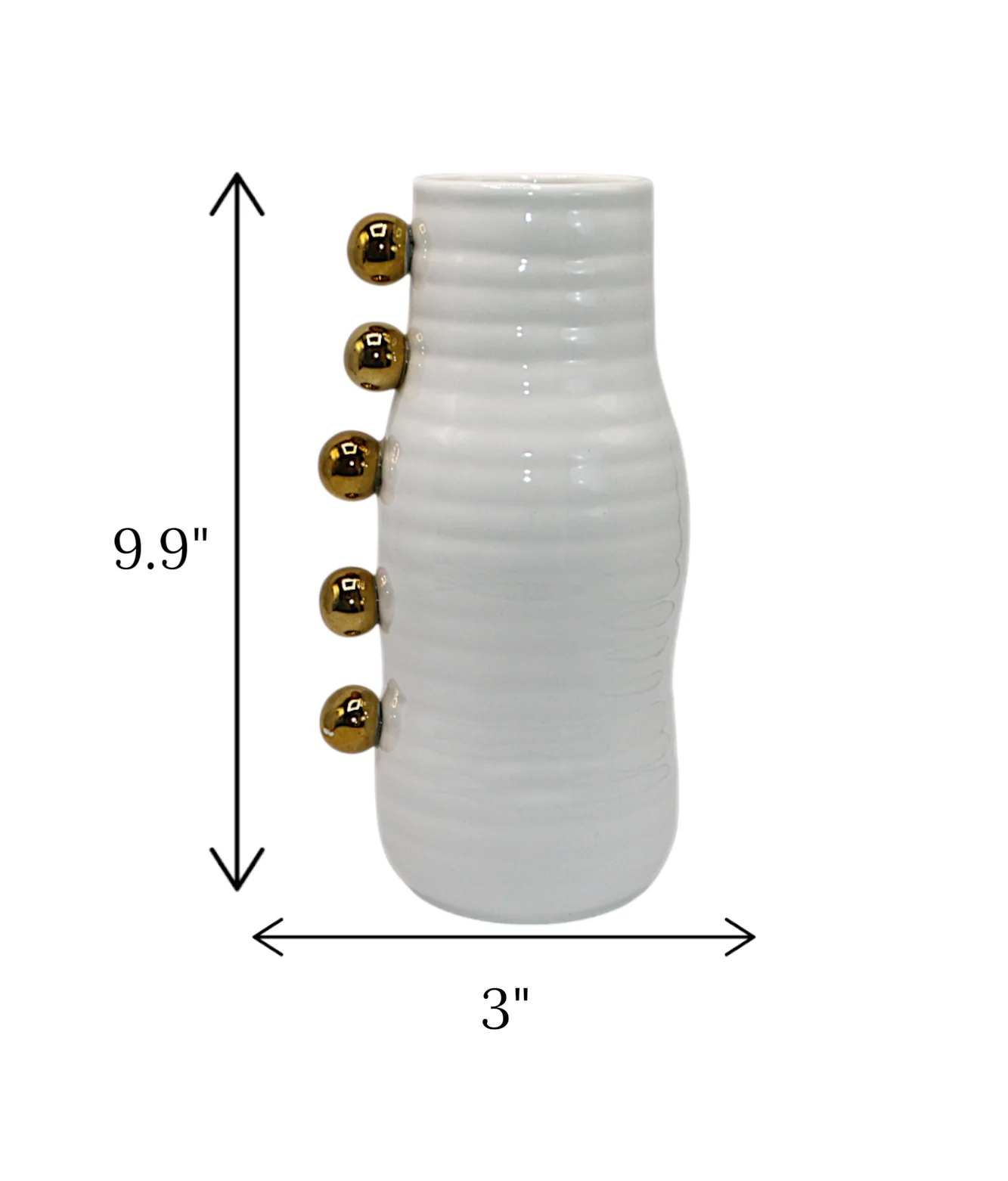 ceramic vase white with golden dots china "9.9x3" - Image 2