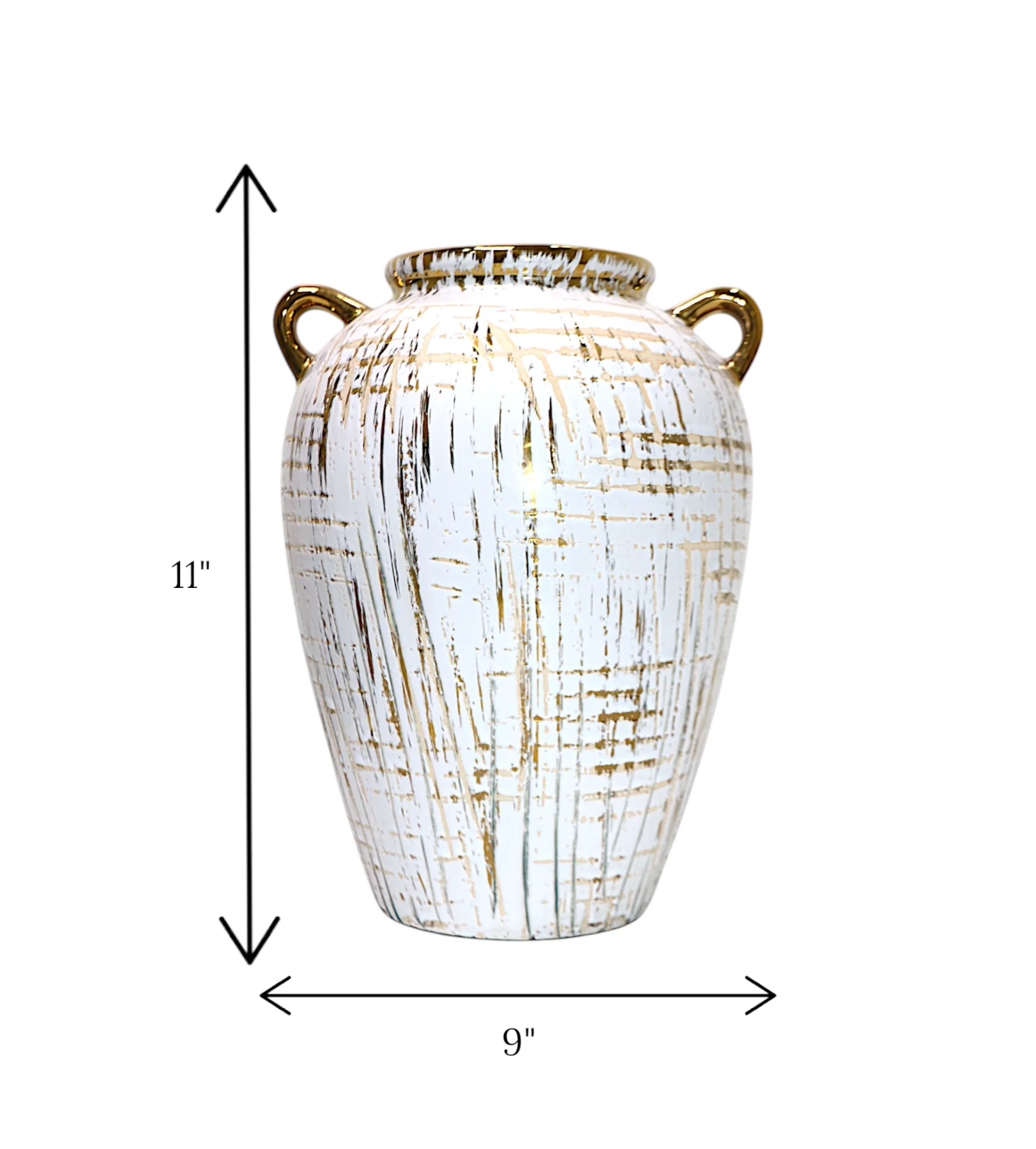 ceramic vase white with golden lines medium china - Image 2