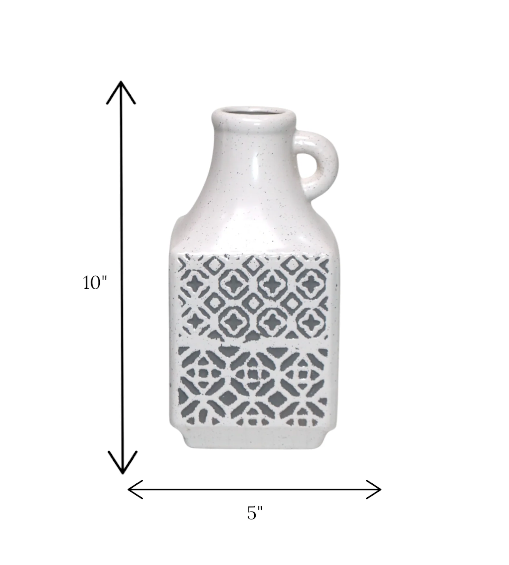ceramic white & gray floral vase medium china - Image 2