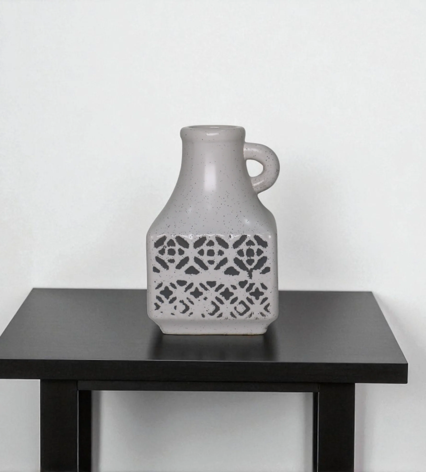 ceramic white & gray floral vase small china