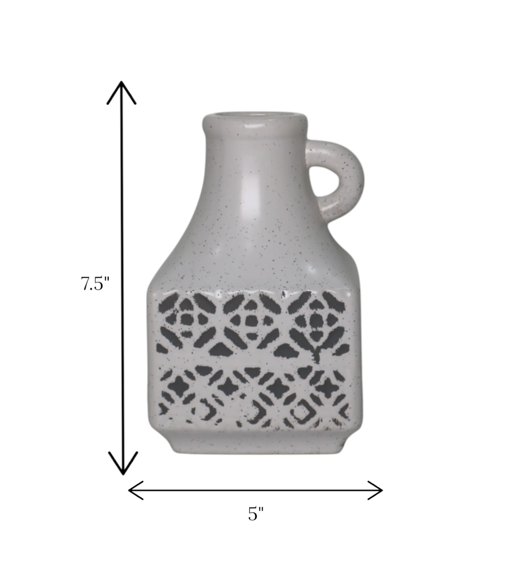 ceramic white & gray floral vase small china - Image 2