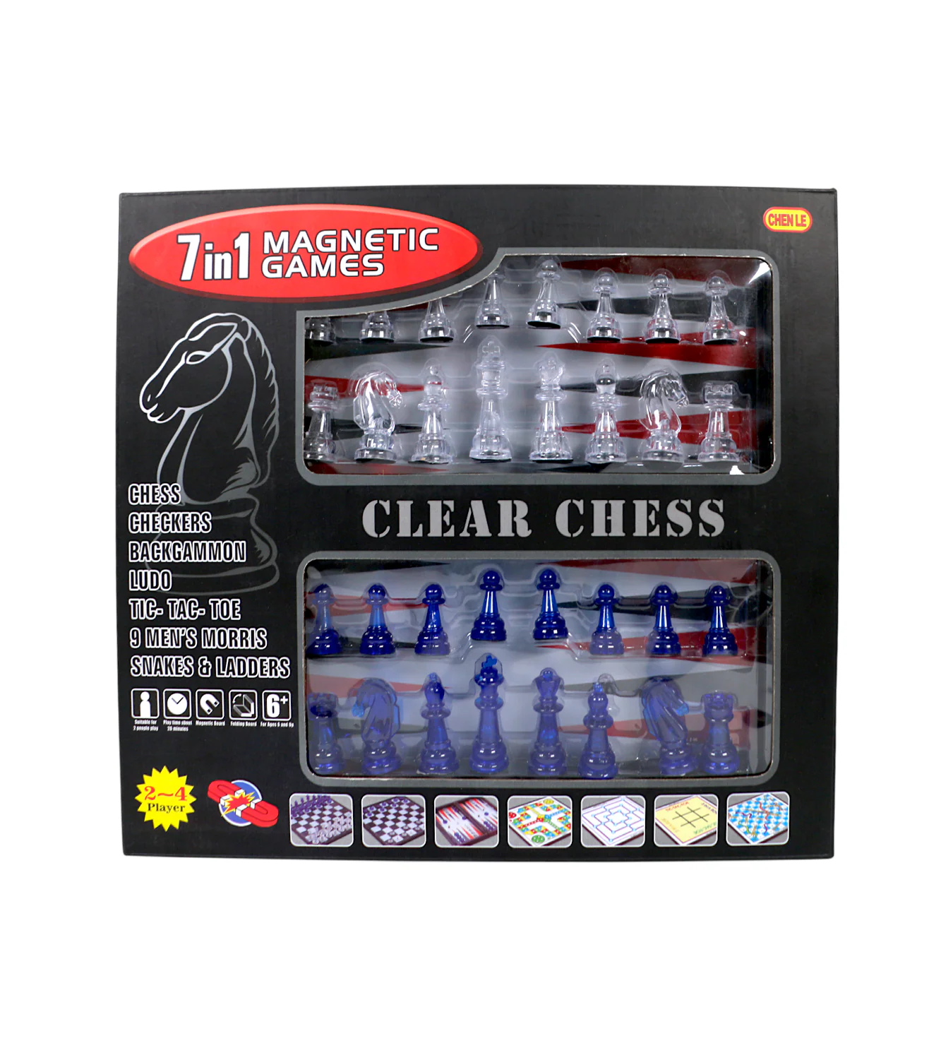 clear magnetic chess with 7 other games - Image 3