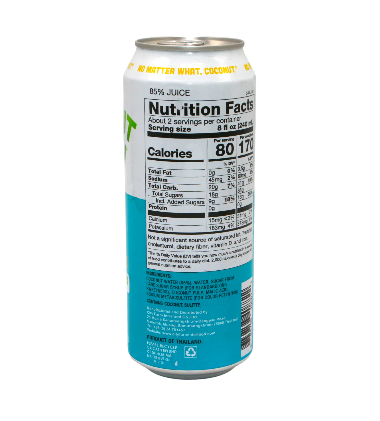 coconut beach coconut water with pulp 490ml thailand - Image 2