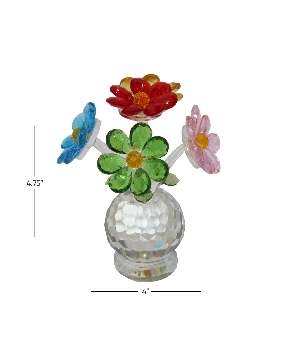 crystal flower & multi colour 5 flower 4.75"x4" china 5478 - Image 2