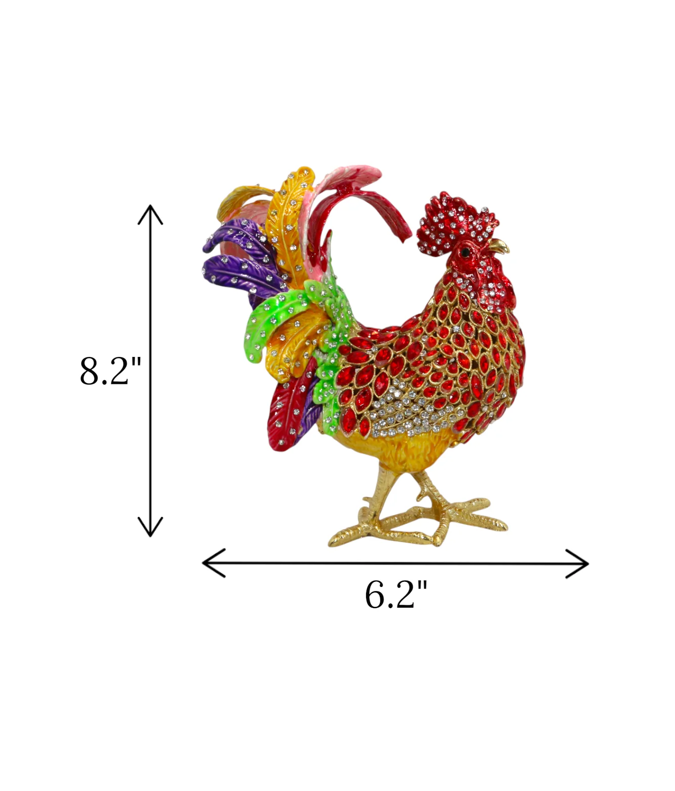 decorative metal hen multi large china "8.2x6.2" - Image 2