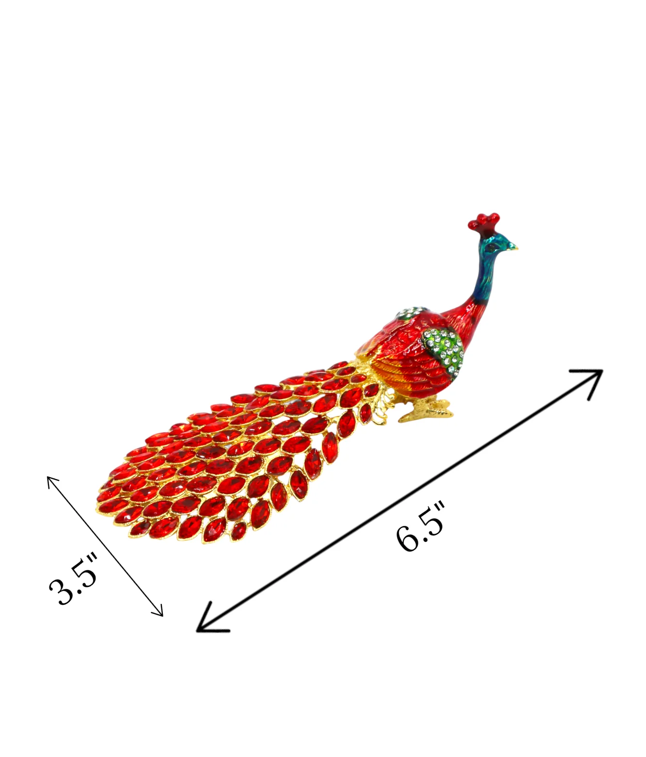 decorative metal peacock red china "3.5x6.5" - Image 2