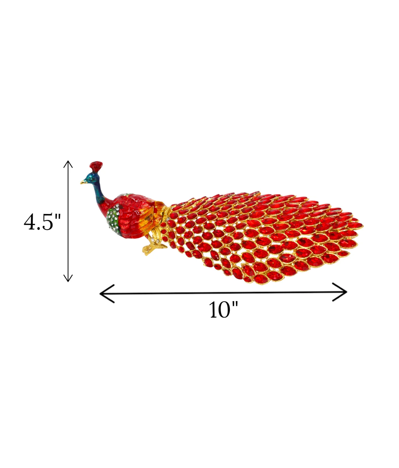 decorative metal peacock red large china "4.5x10" - Image 2