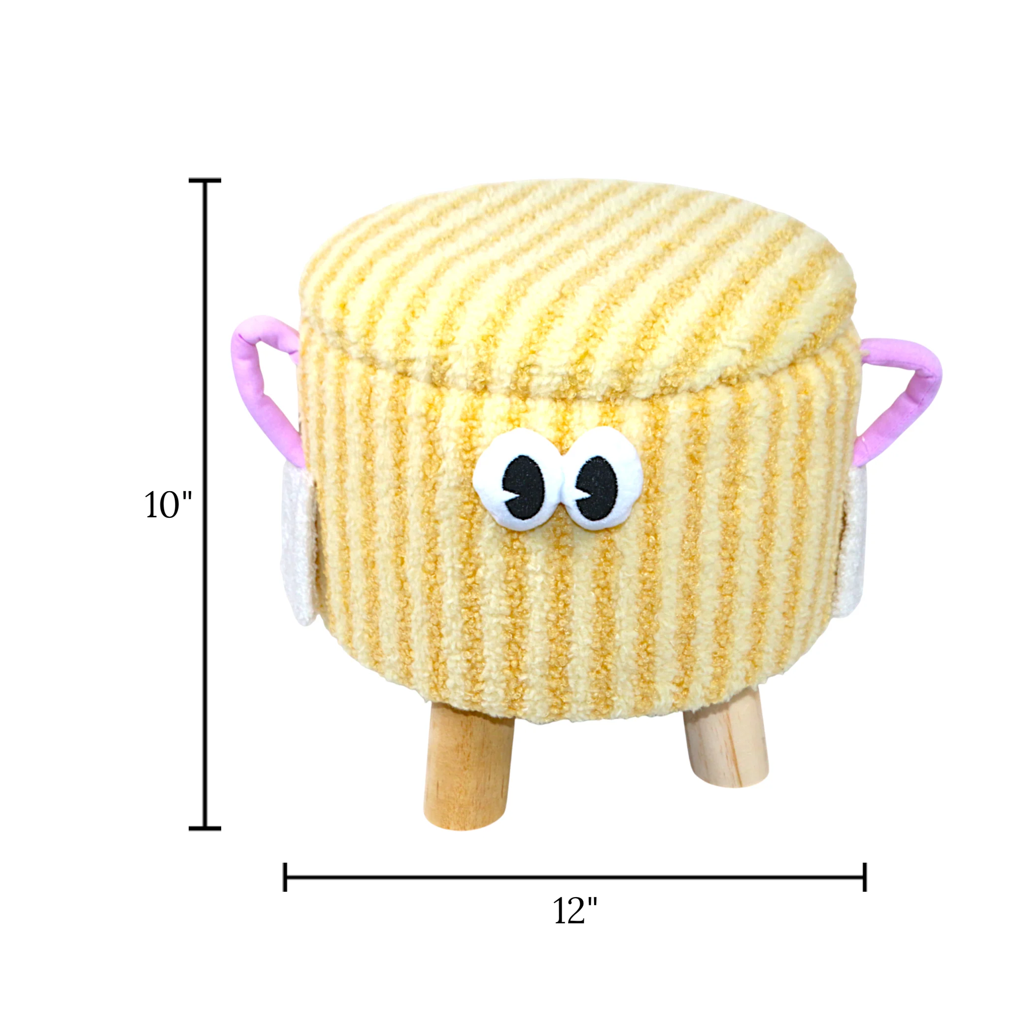 decorative stuff stool & storage box round yellow - Image 2