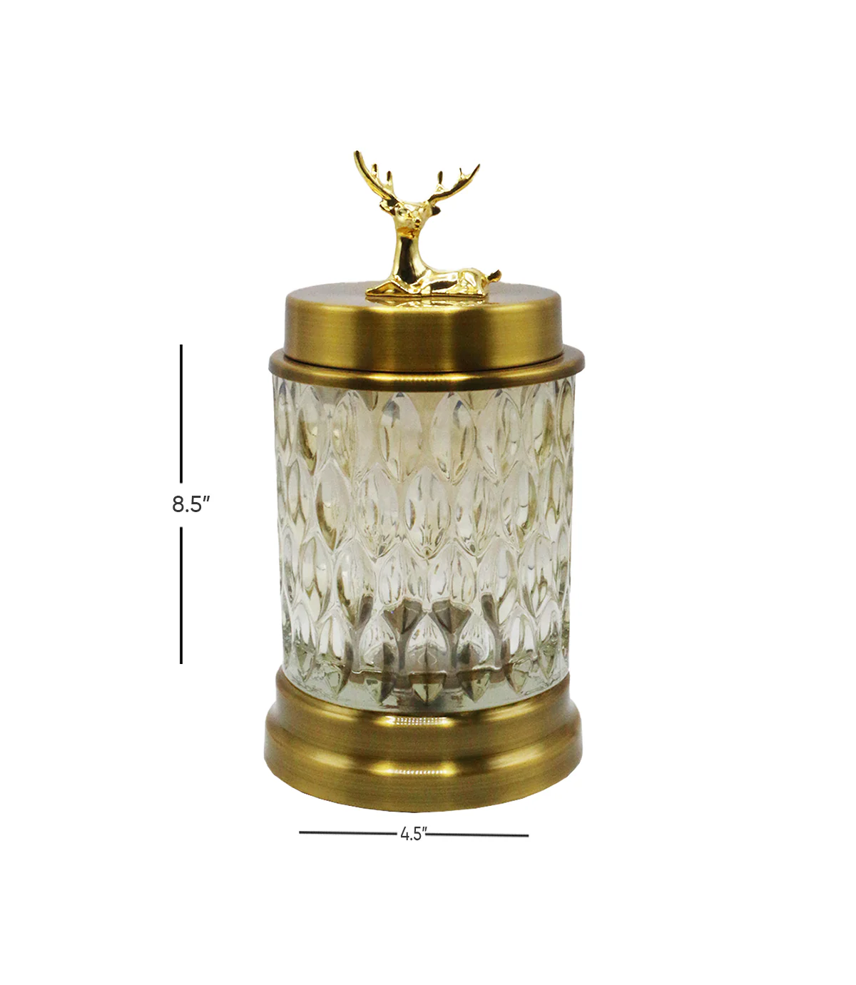 deer candy jar metallic lid & base 8.5"x4.5" china 13451b - Image 2