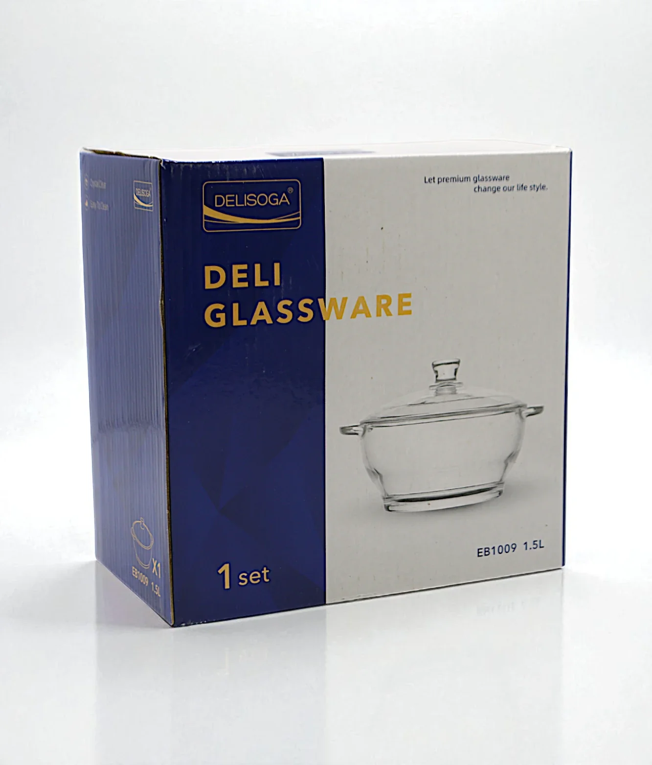 deli glass bowl & lid 1.5l large pak eb1009 - Image 2