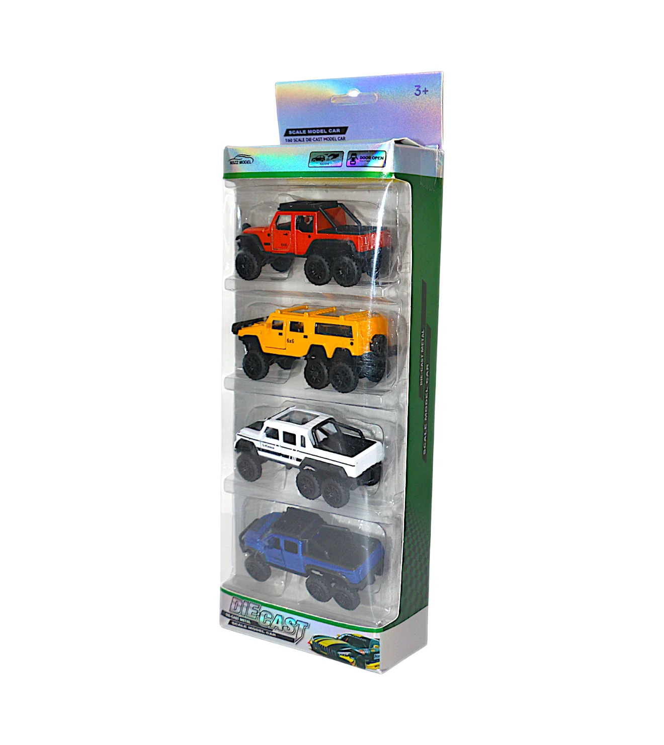die-cast metal car set 4pc 6x6 - Image 2