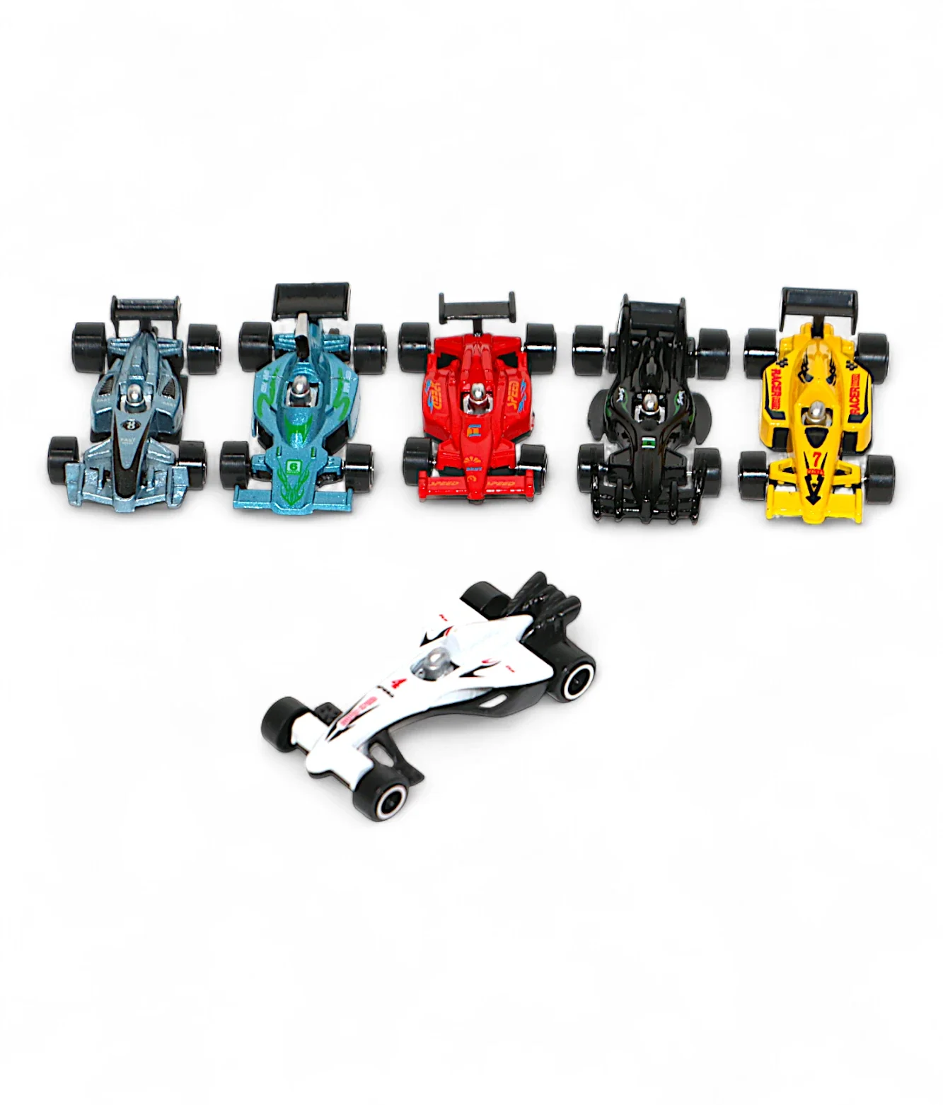die-cast metal formula car set 6pc t214