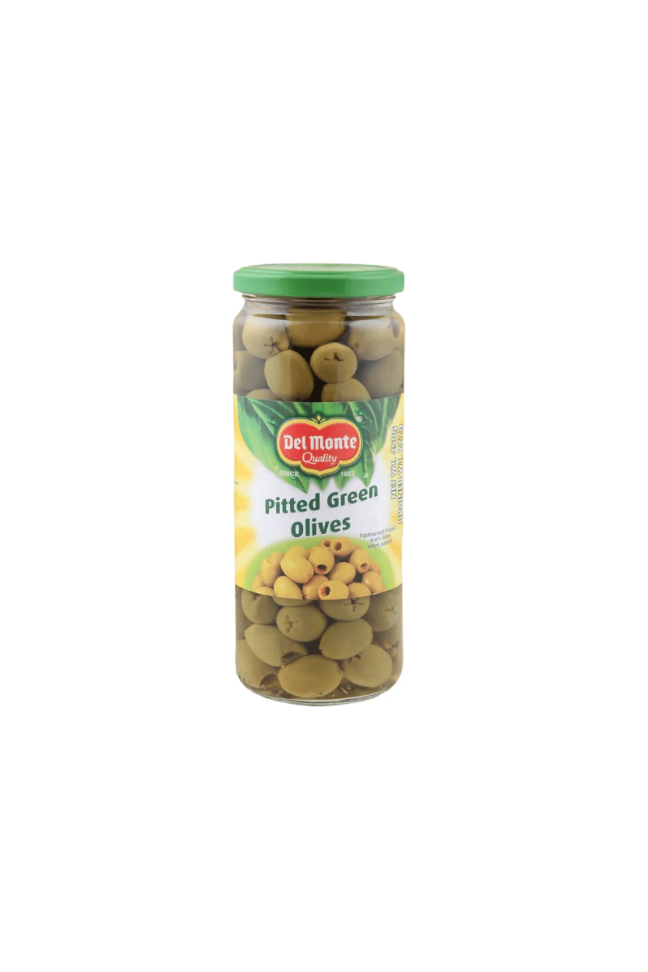 del monte olives green pitted 450g