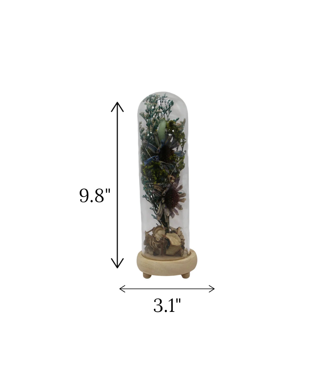 dry flower in glass blue large china "9.8x3.1" - Image 2