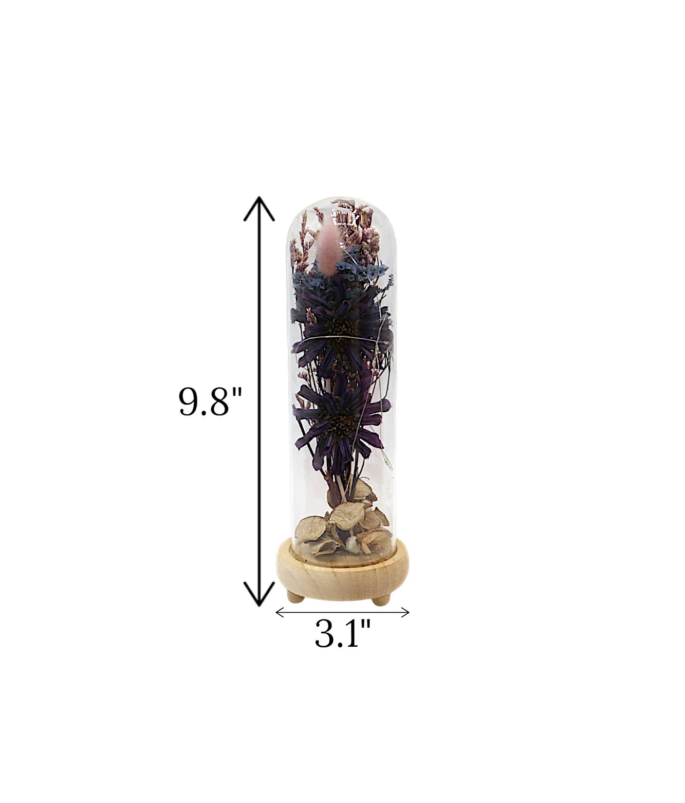 dry flower in glass purple large china "9.8x3.1" - Image 2