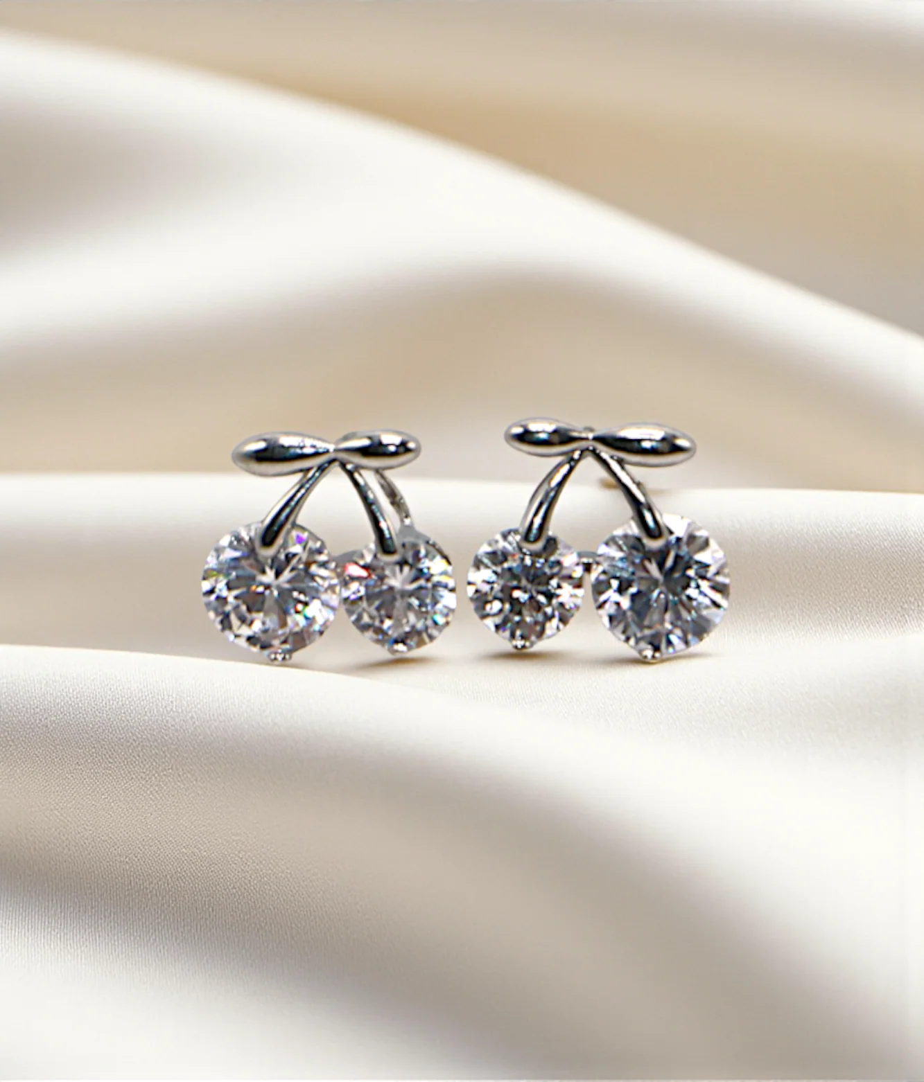 ear ring charry shape with diamond stone china - Image 2