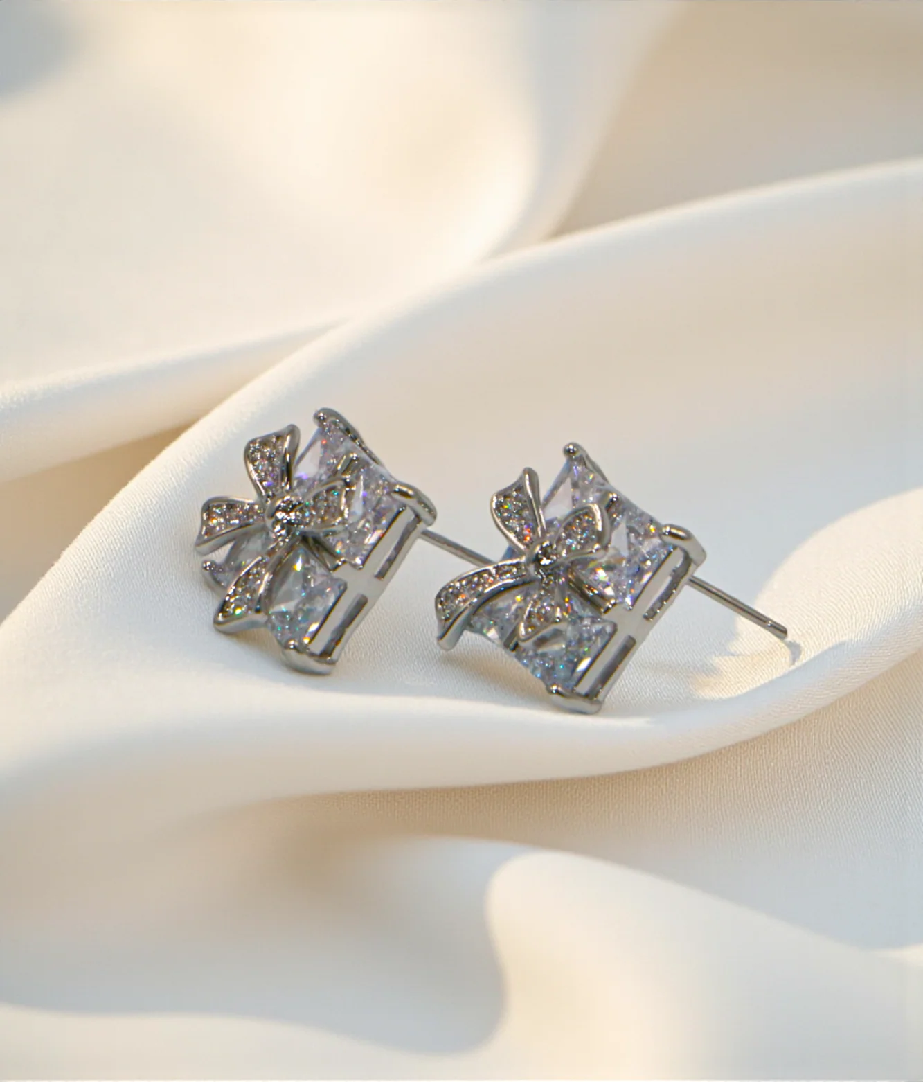 ear ring square bow shape stud china - Image 2