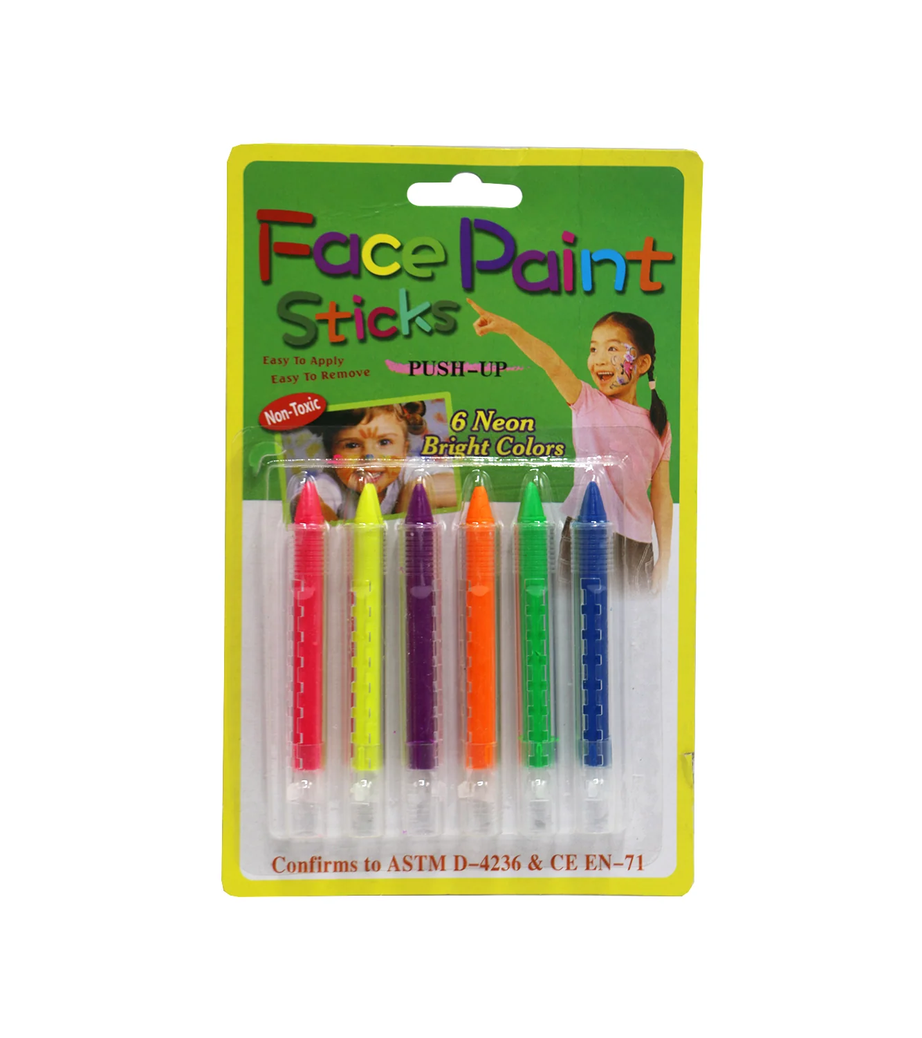 face paint sticks 6pc neon bright color 4236 - Image 2