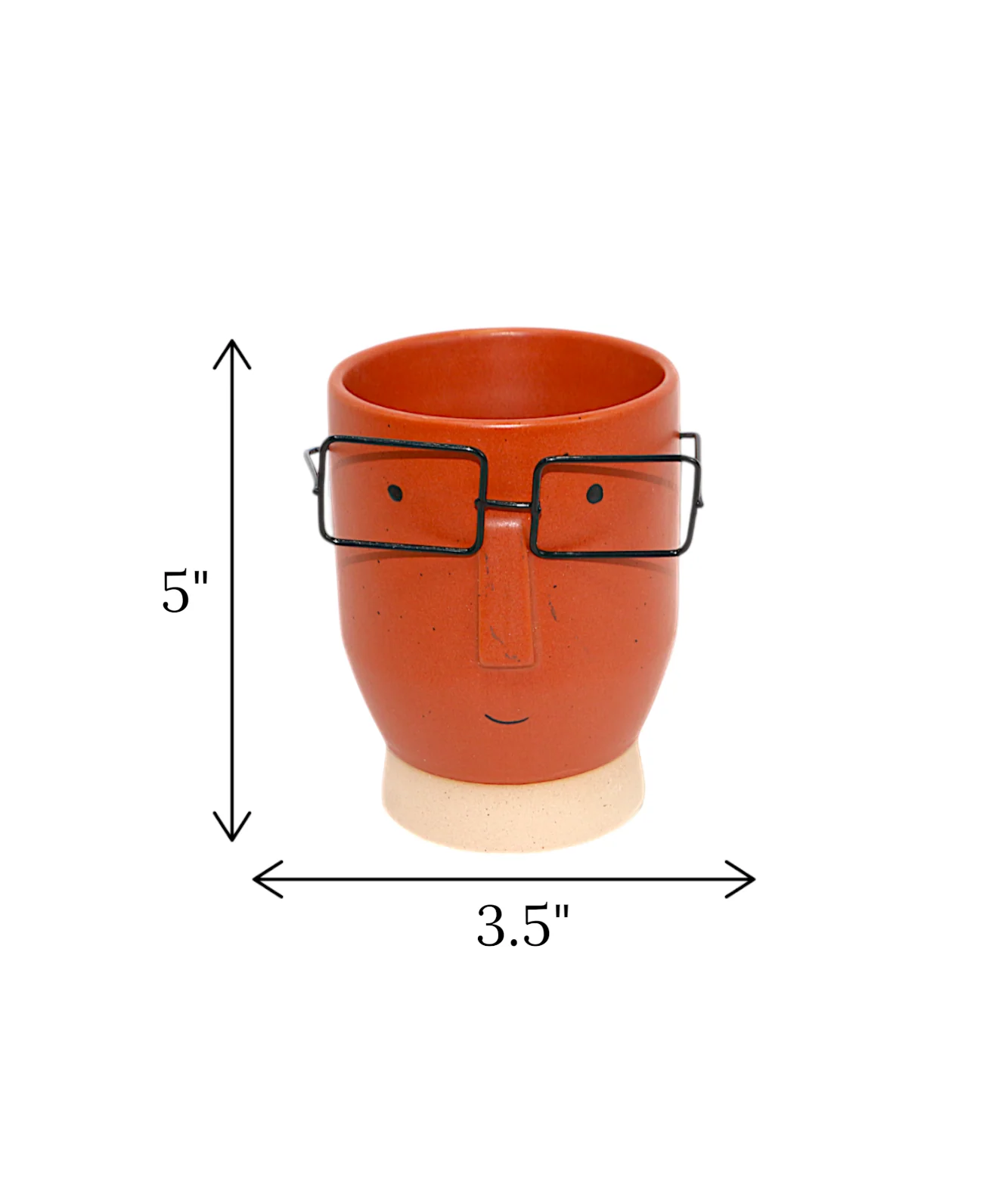 face vase brown with glasses china "5x3.5" - Image 2