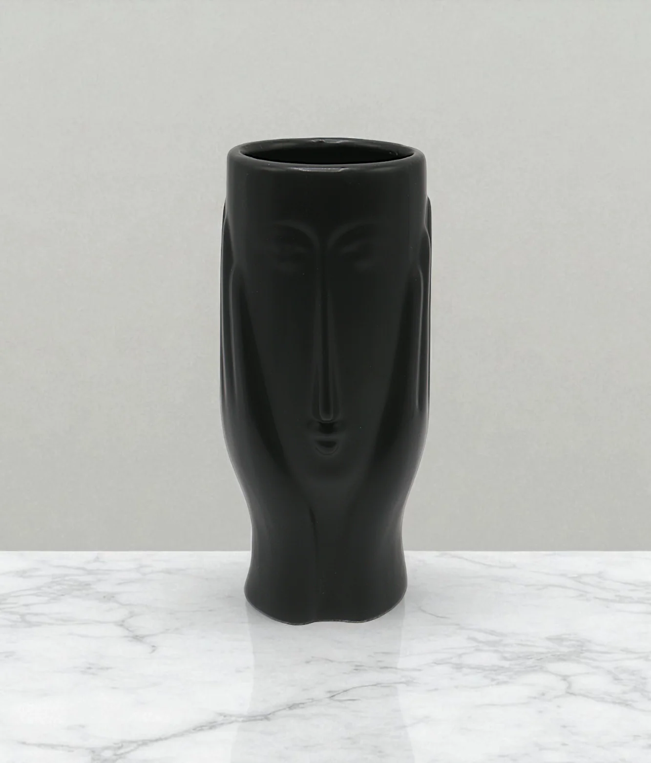 face vase long black china "8x3"