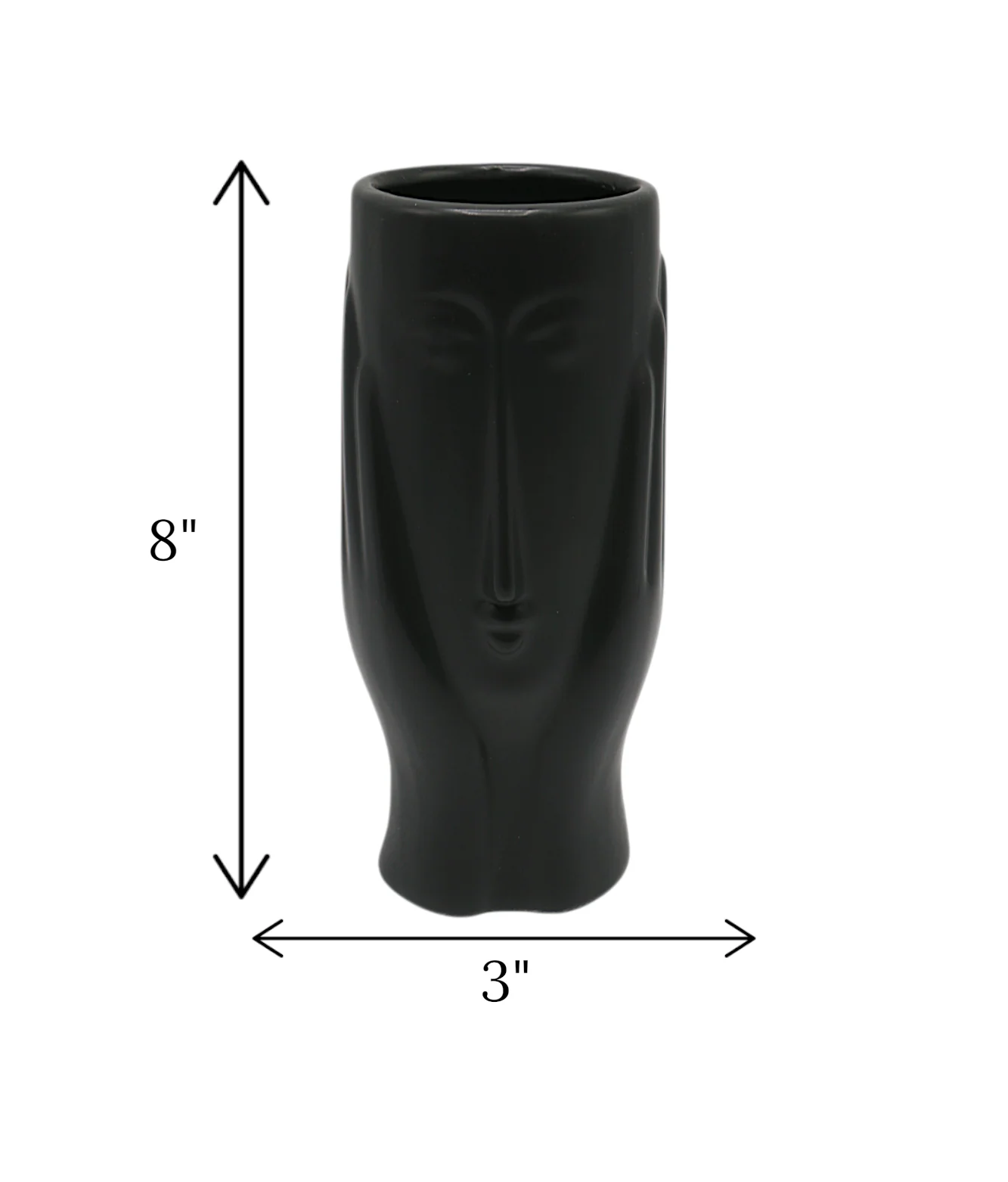 face vase long black china "8x3" - Image 2