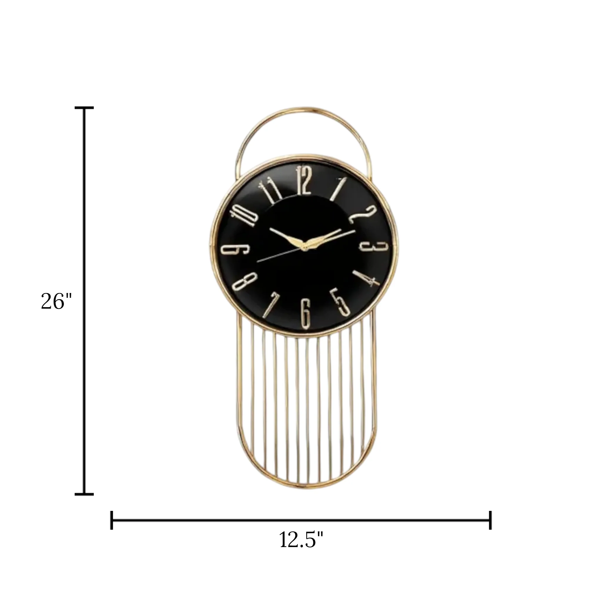 fancy wall clock black 26''x12.5'' china - Image 2