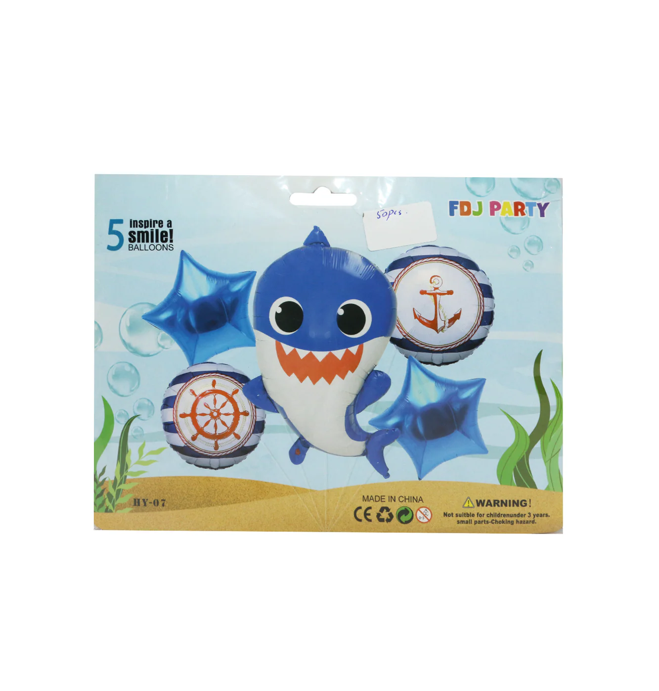foil balloon 5pc baby shark for boys - Image 2