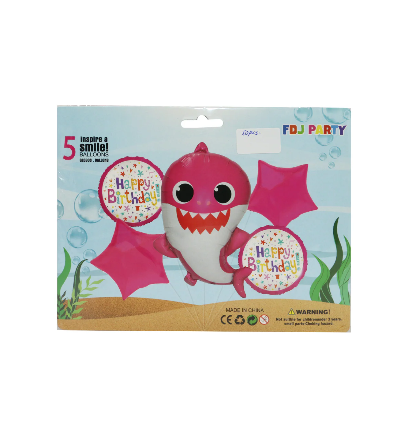 foil balloon 5pc baby shark - Image 2