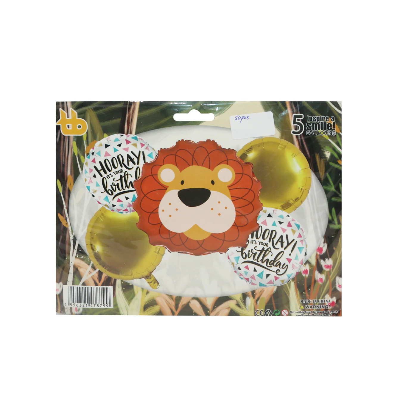 foil balloon 5pc lion for boys - Image 2