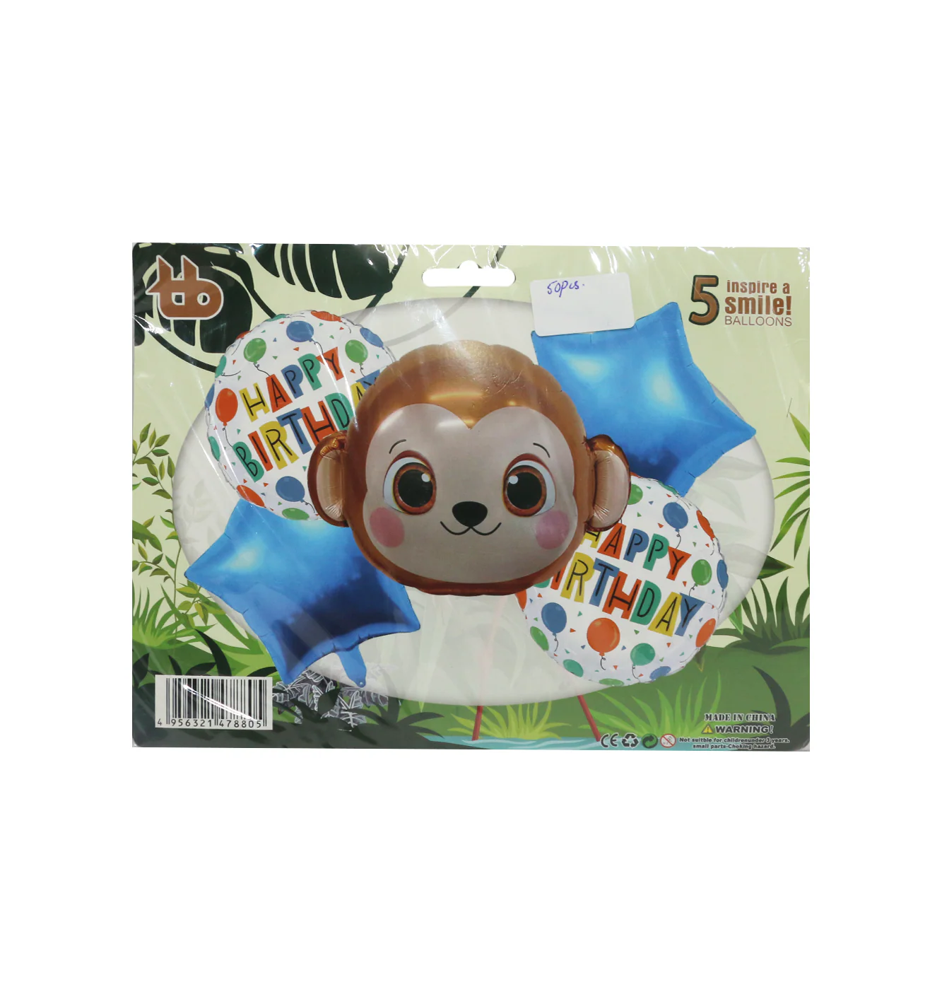 foiltheme balloon 5pc monkey for boys - Image 2