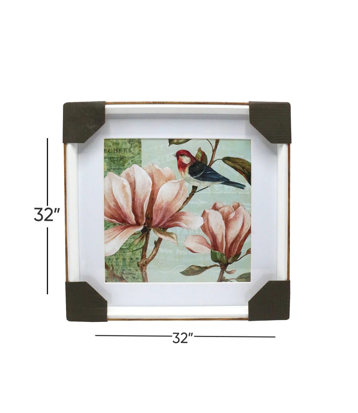 framed flower painting 32x32cm china d855 - Image 2