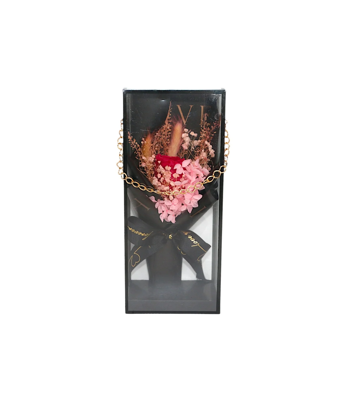 gift box with dark pink flower bouquet china (10"x4.5") - Image 2