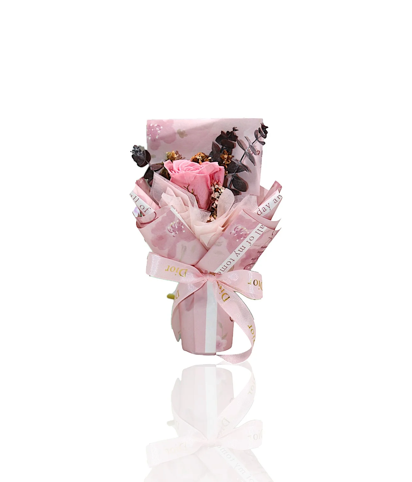 gift box with pink flower bouquet china (9"x5")