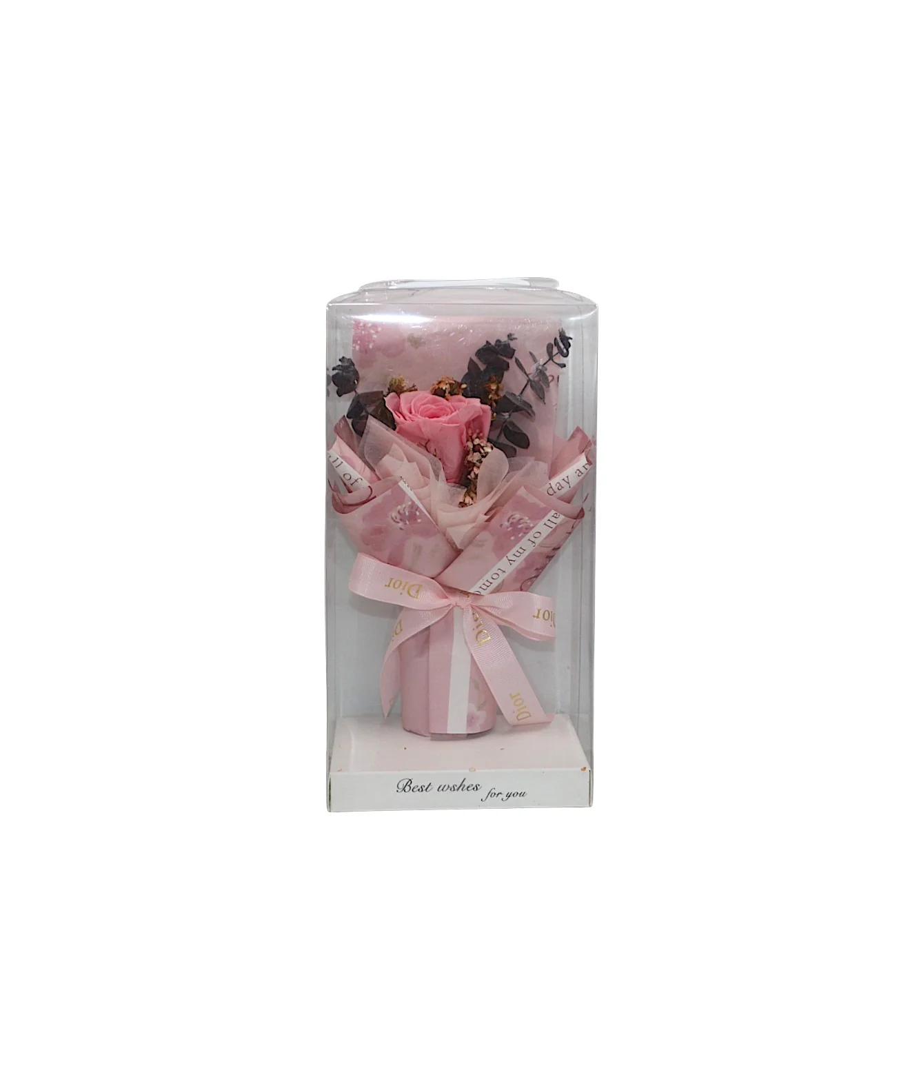 gift box with pink flower bouquet china (9"x5") - Image 2