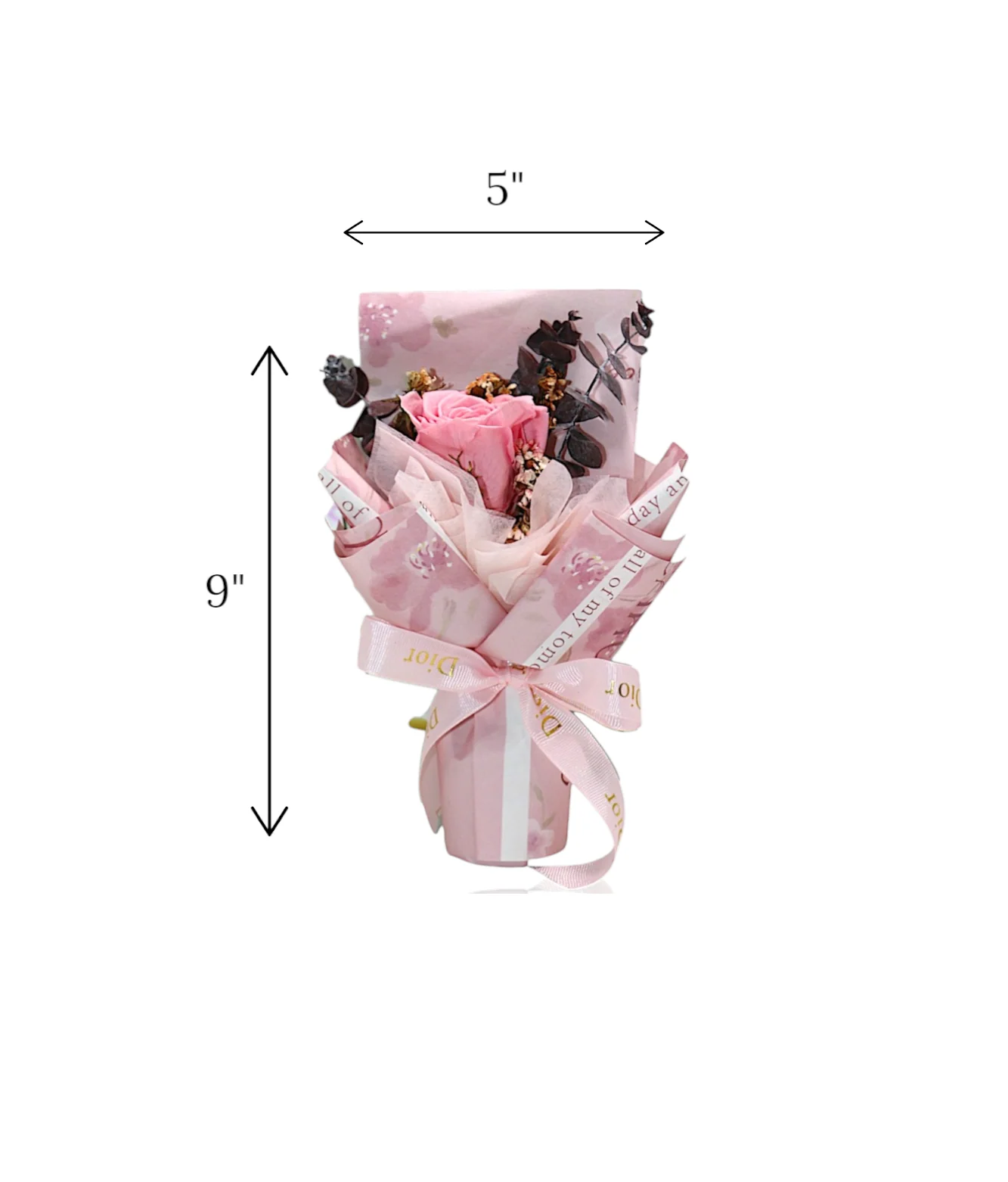 gift box with pink flower bouquet china (9"x5") - Image 3