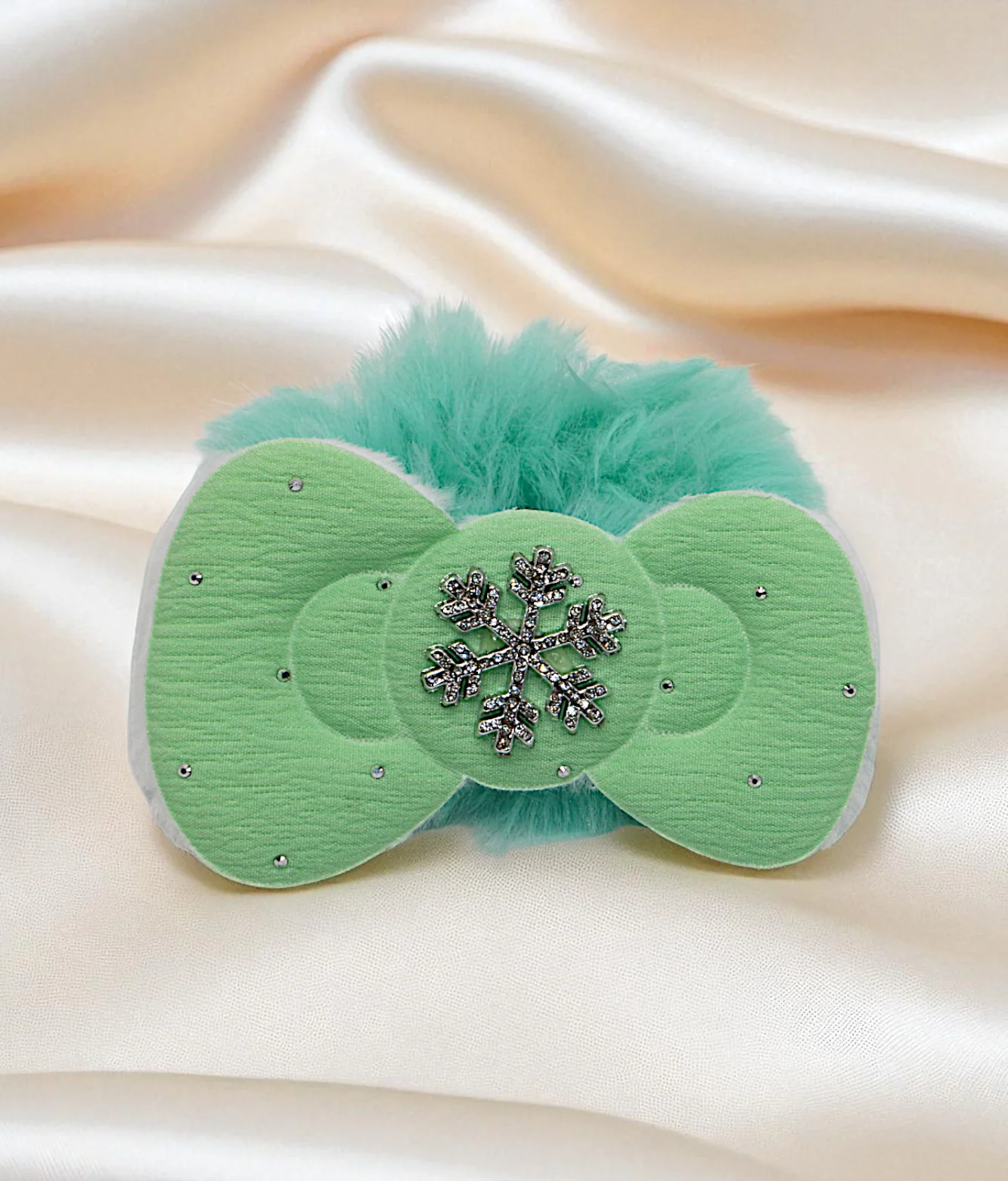 hair tie furr with bow mix color - Image 5