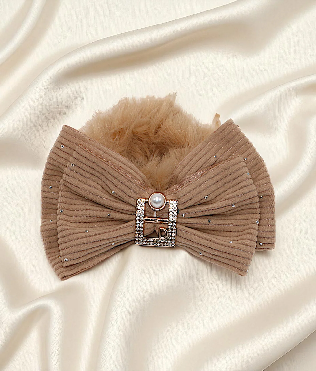 hair tie soft furr with bow mix color - Image 4