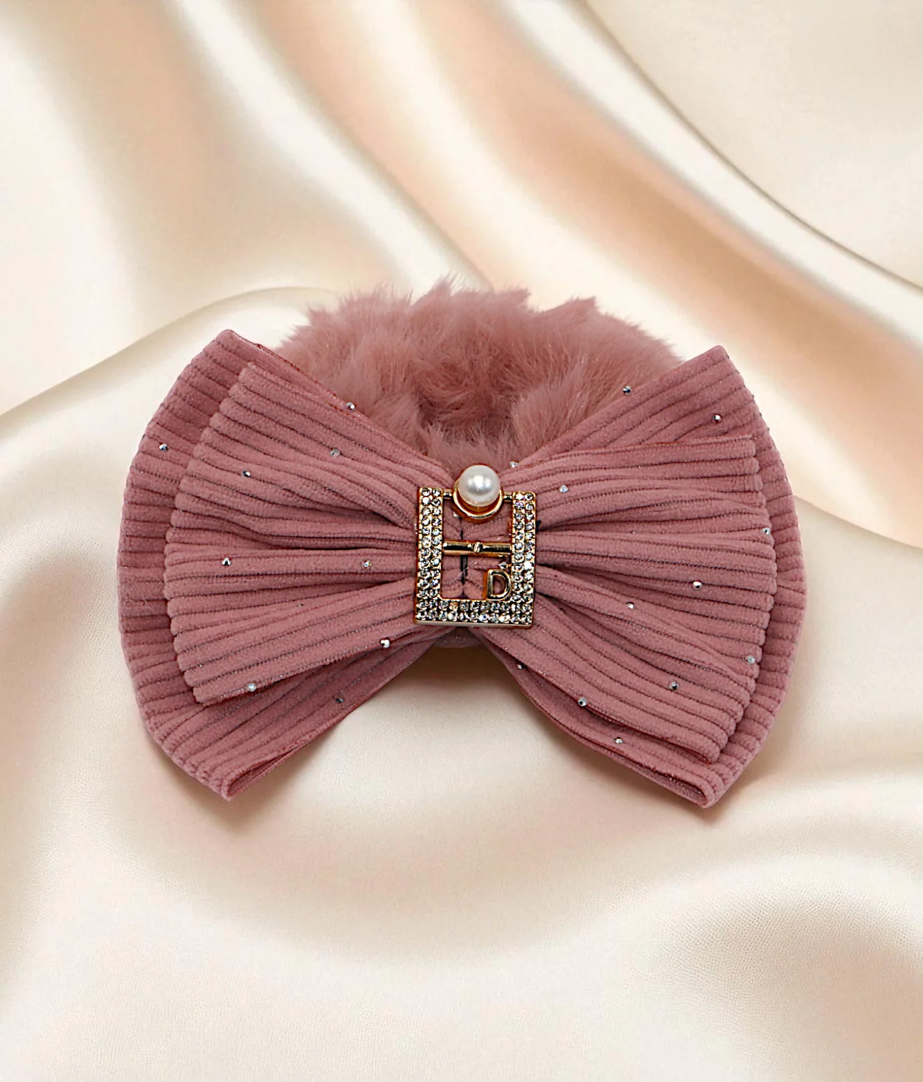 hair tie soft furr with bow mix color - Image 5