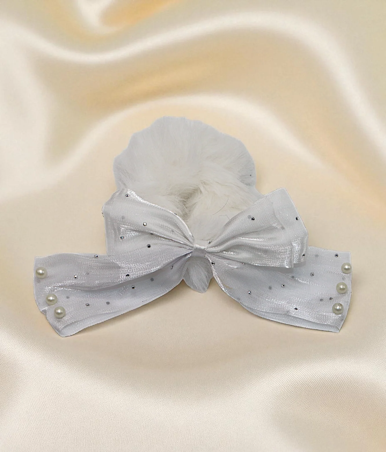 hair tie soft furr with silky bow mix color - Image 4