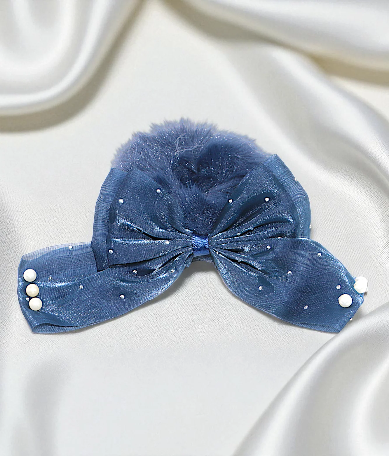 hair tie soft furr with silky bow mix color - Image 7
