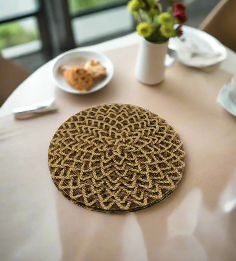 jute table mat 1pc 38x38cm camel brown china 2404-33