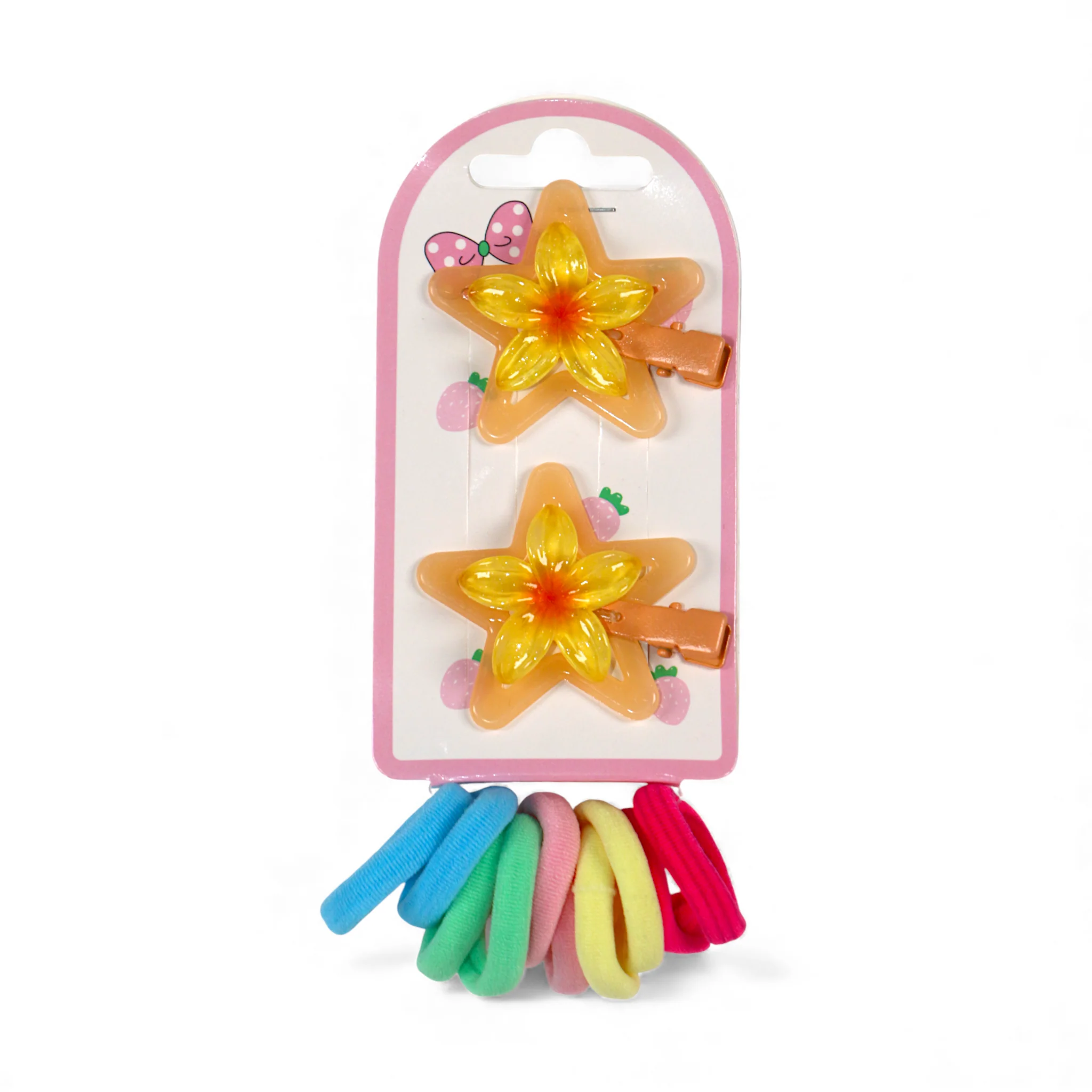 kids hair pony & pins with flower - Image 3