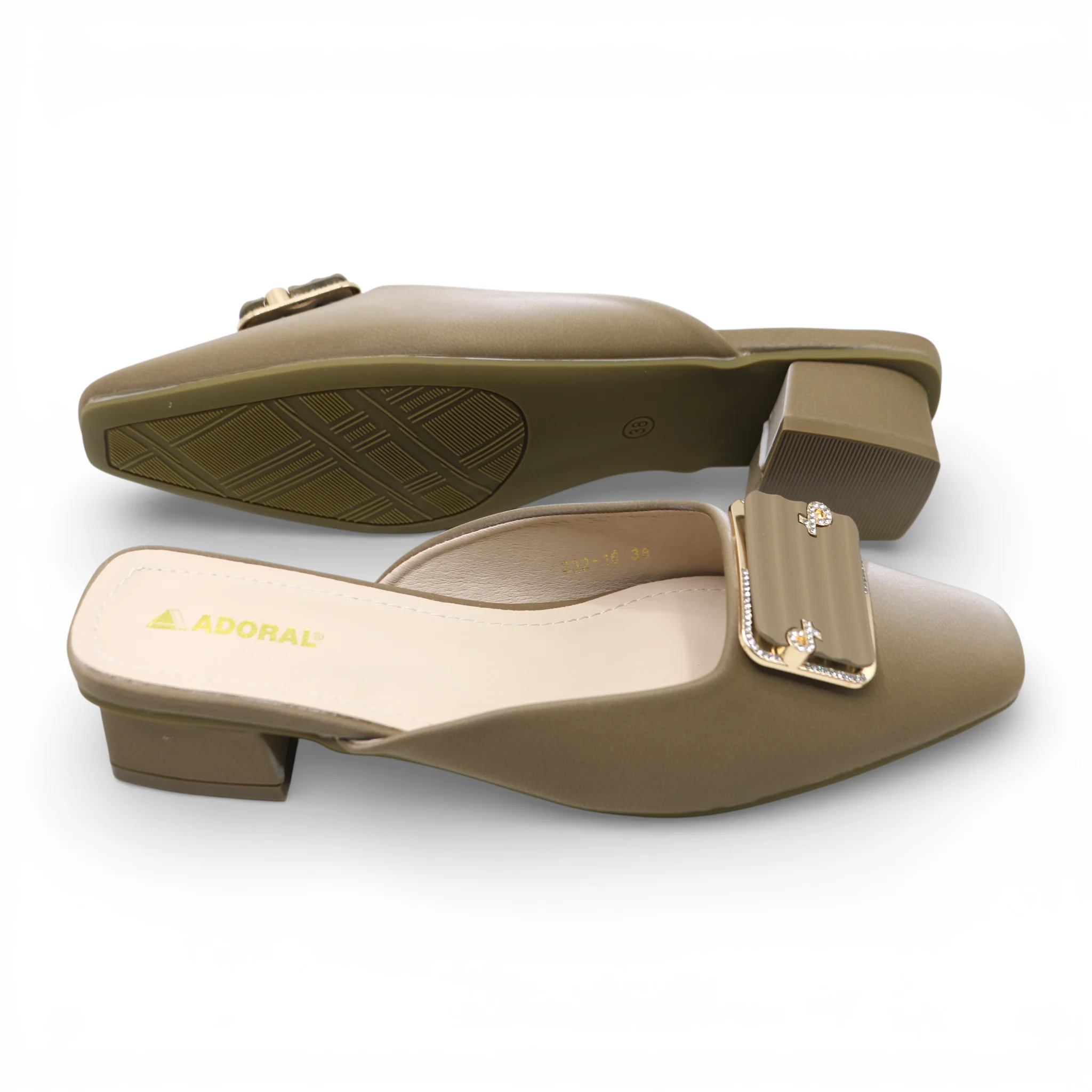 ladies fancy half pumpy 36-41 khaki china 332-16 - Image 2