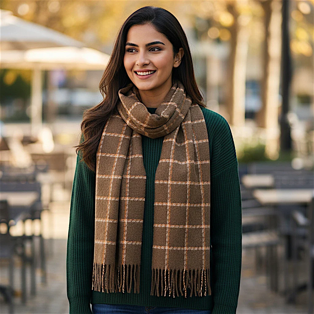 ladies scarf wool dark brown china 227