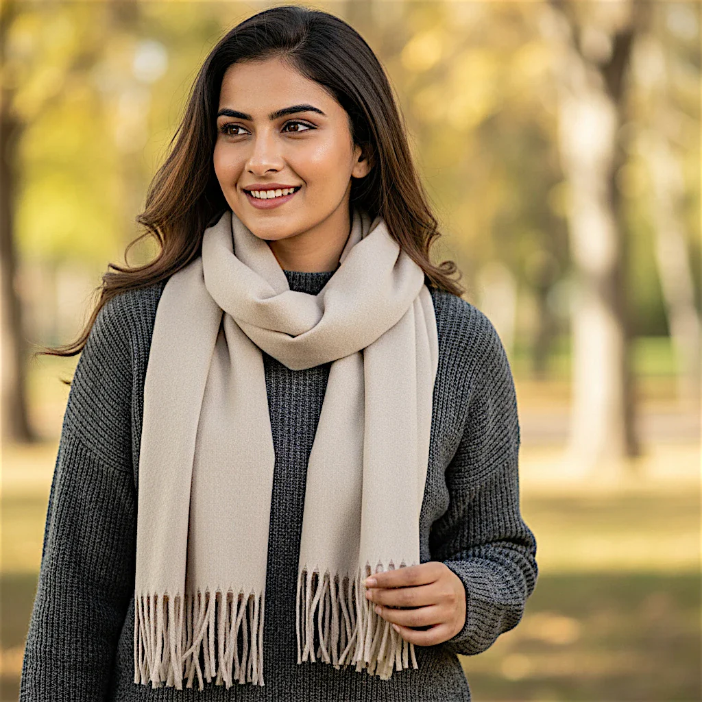 ladies scarf wool off white china 225