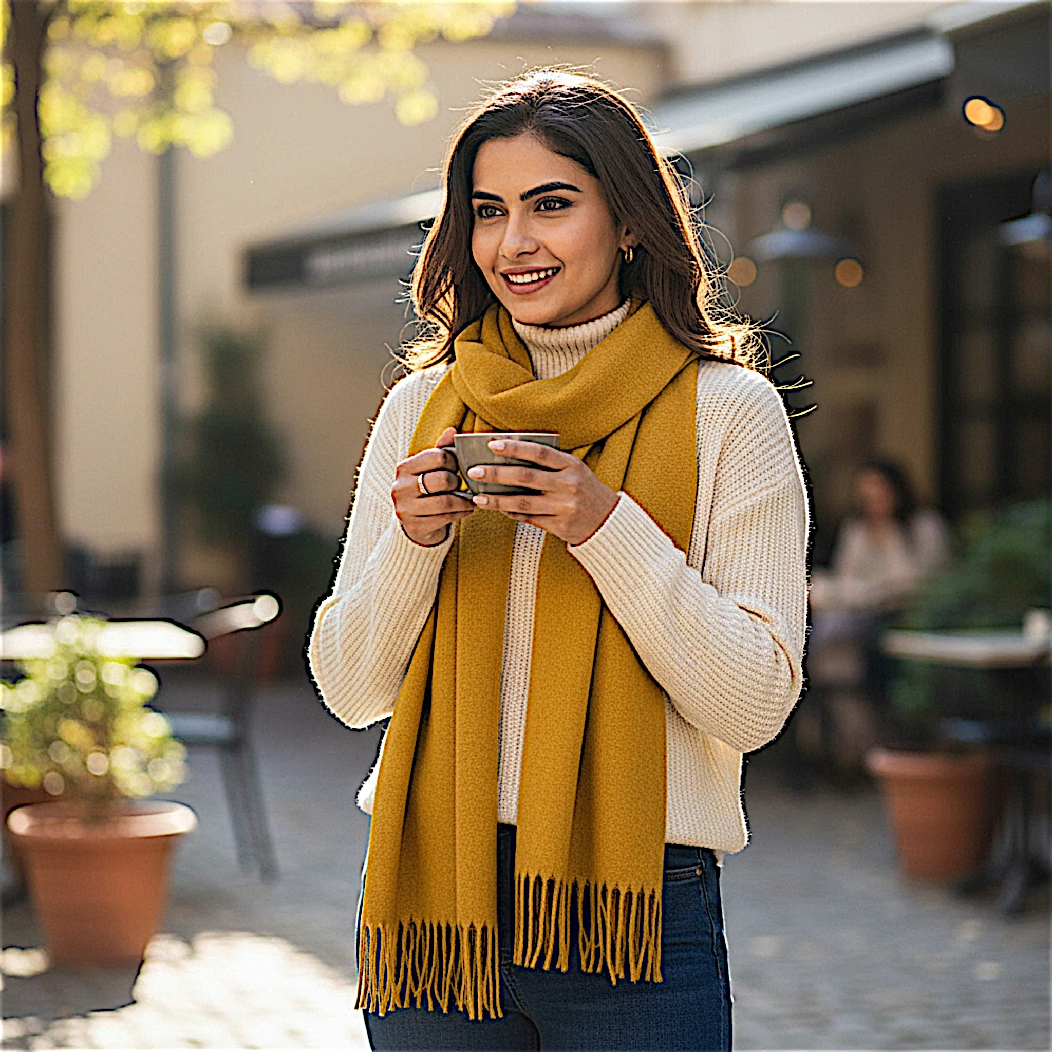 ladies scarf wool yellow china 223