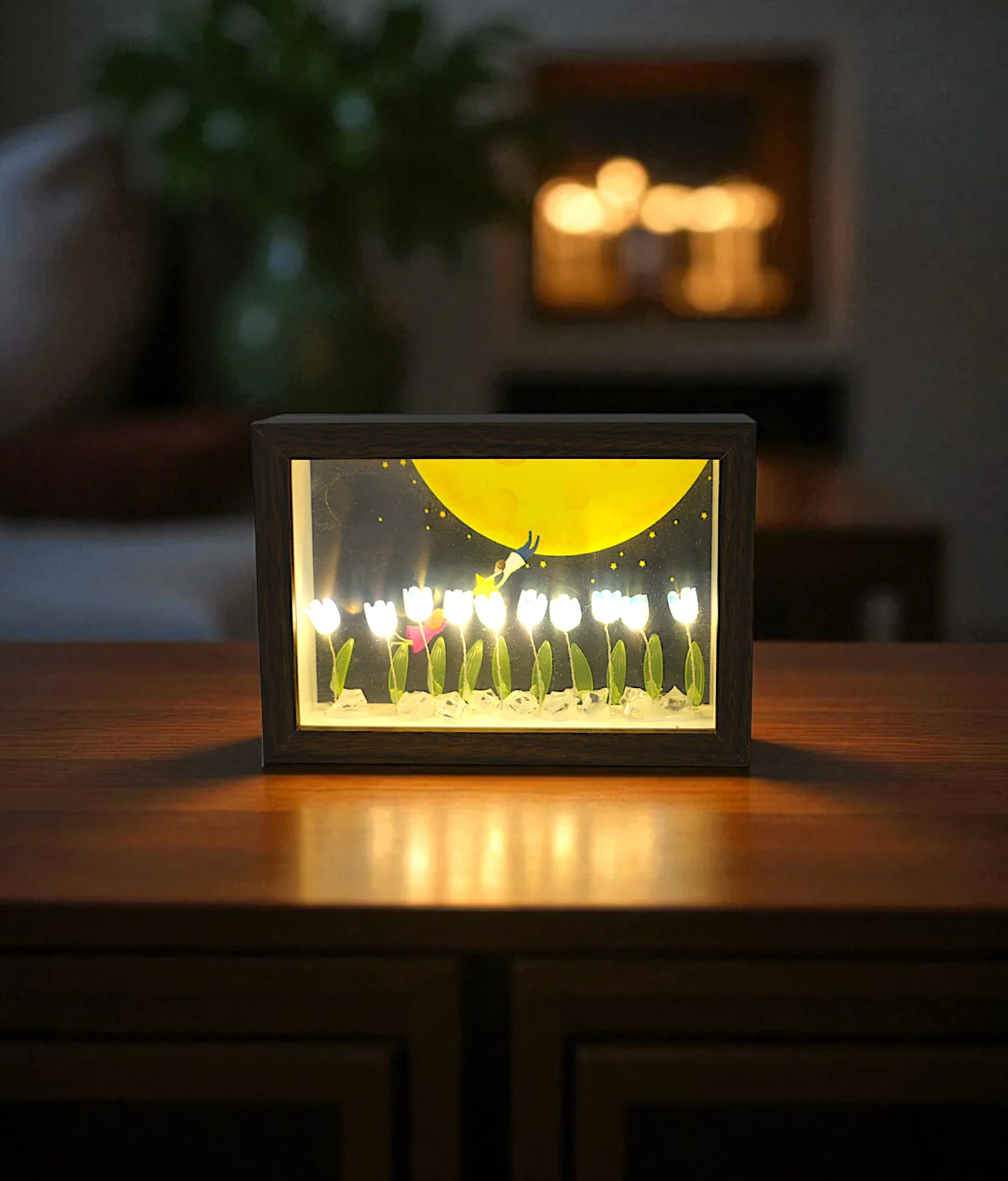 led photo frame with blue flower china "4.7x7"