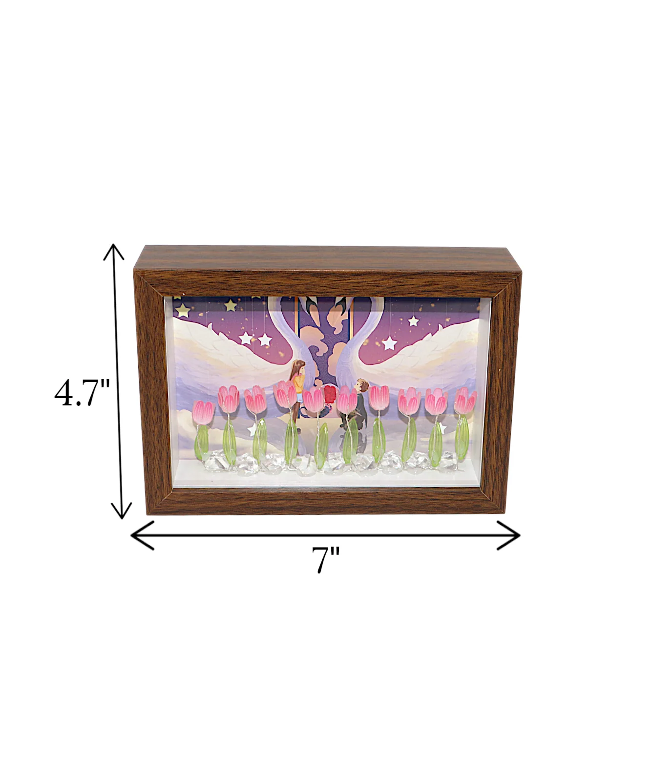 led photo frame with pink flower china "4.7x7" - Image 2